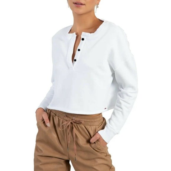 n:PHILANTHROPY Tops - n:philanthropy Harleen Sweatshirt White Raw Hem French Terry XS NWT $158